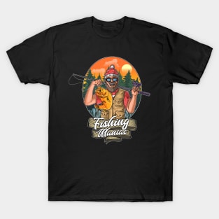 fishing maniac illustration T-Shirt